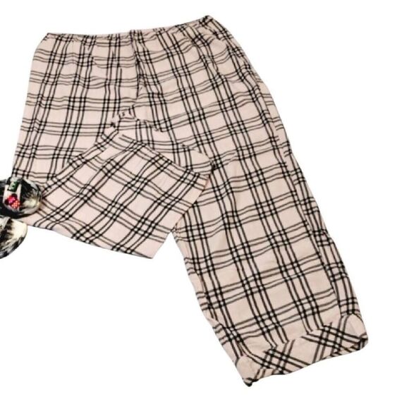 Victoria's Secret Pink Black Plaid High Rise Wide Leg Pajama Pants XL - Picture 9 of 13